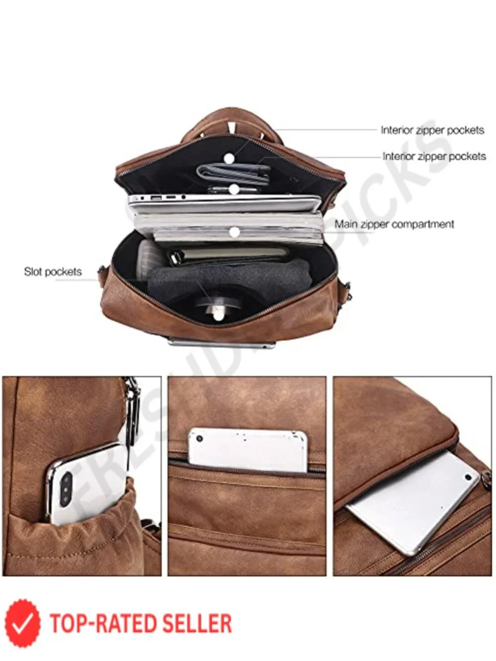 Vegan Leather Fashion Backpack for Women with Tassel